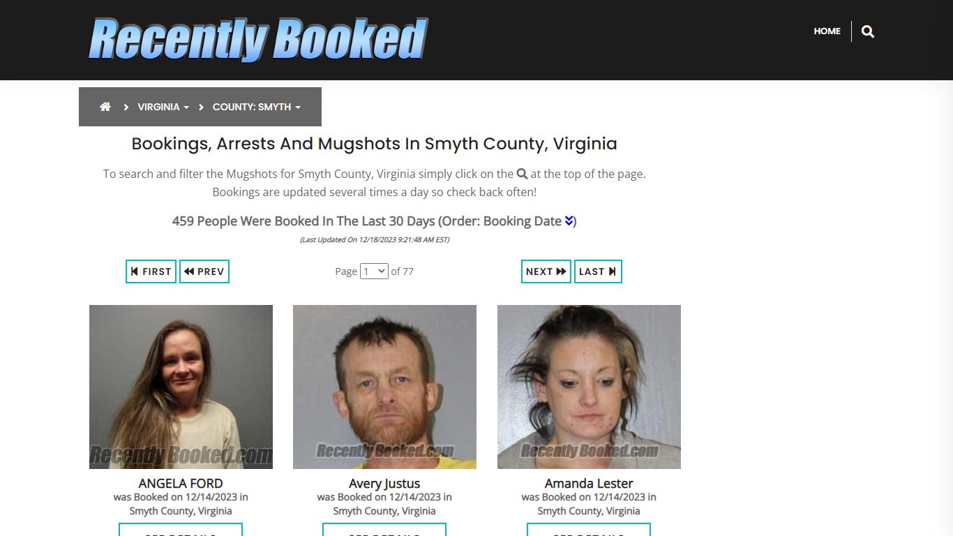Recent bookings, Arrests, Mugshots in Smyth County, Virginia