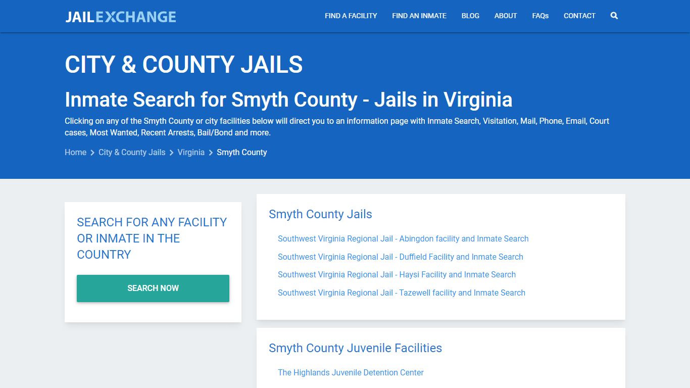 Inmate Search for Smyth County | Jails in Virginia - Jail Exchange